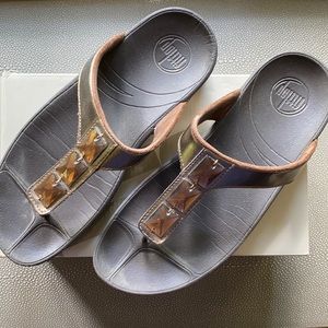 Fitflop Brown Platform Rhinestone Sandals